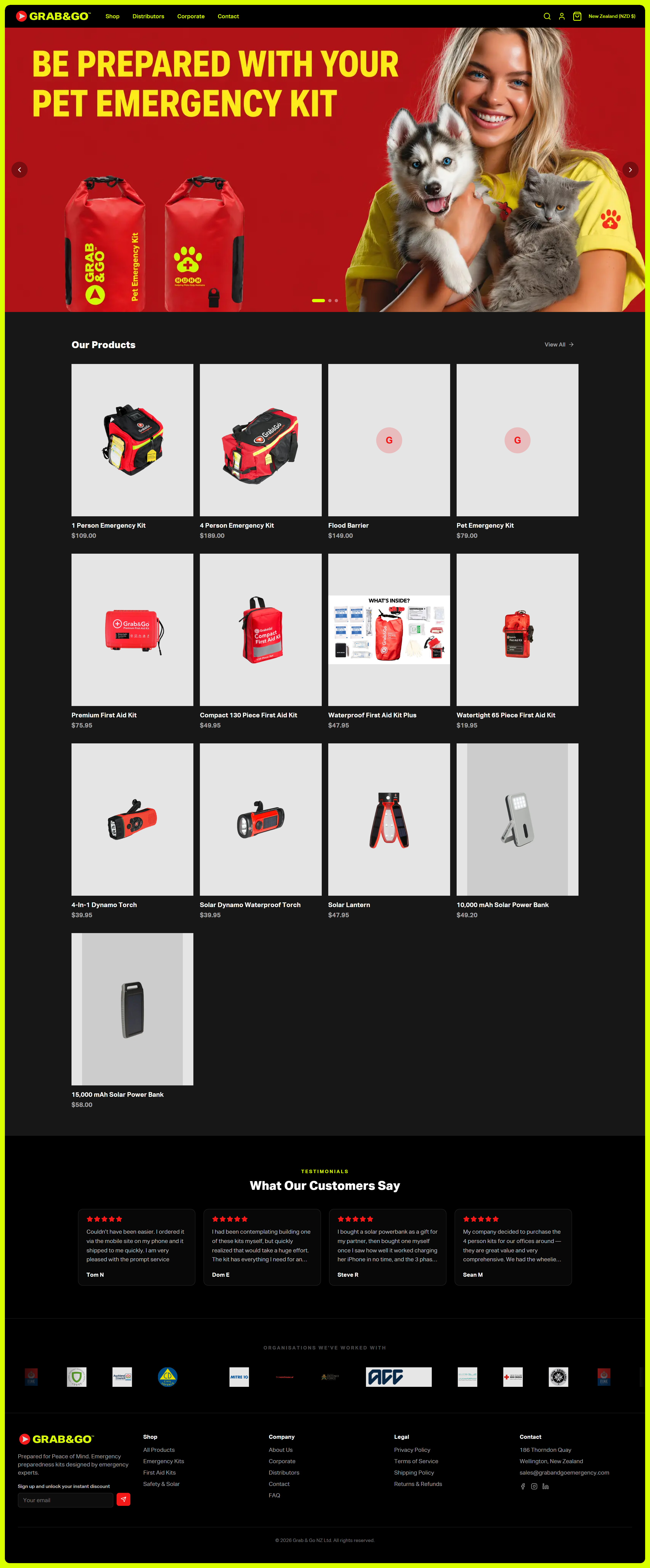 Bold red-and-yellow brand carries through every page